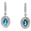 London Blue Topaz Dangle Earrings 10KT White Gold