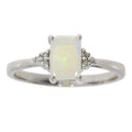 Genuine .02ct Opal Diamond Ring 10KT White Gold