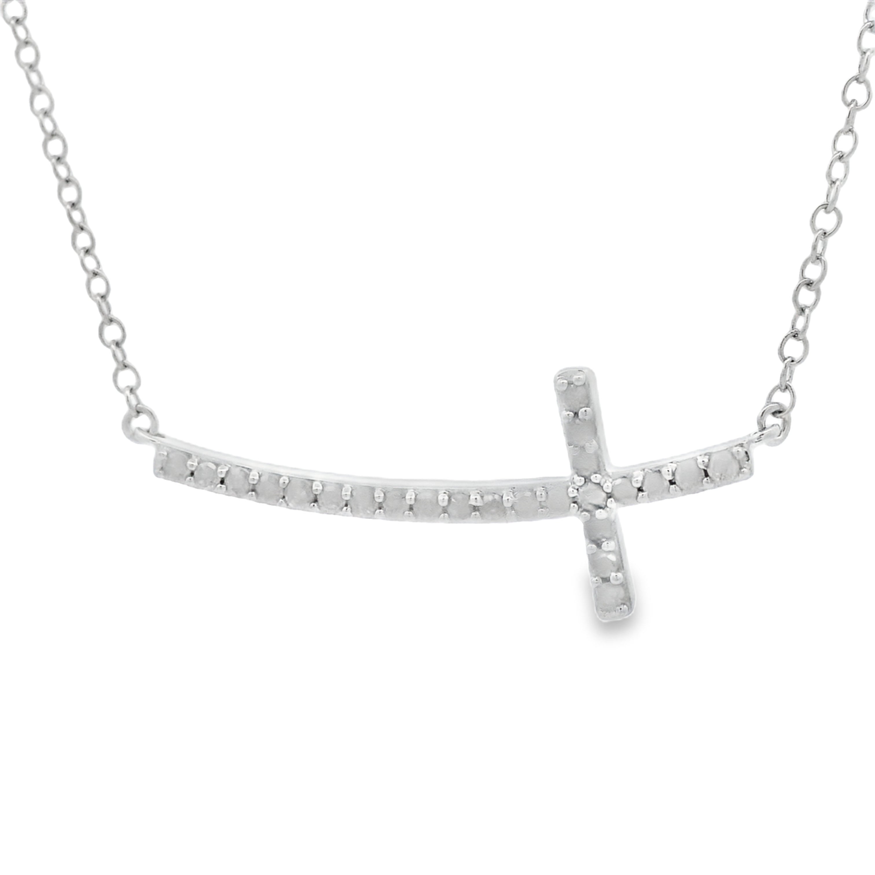 .26ct Diamond Cross Religious Pendant Sterling Silver