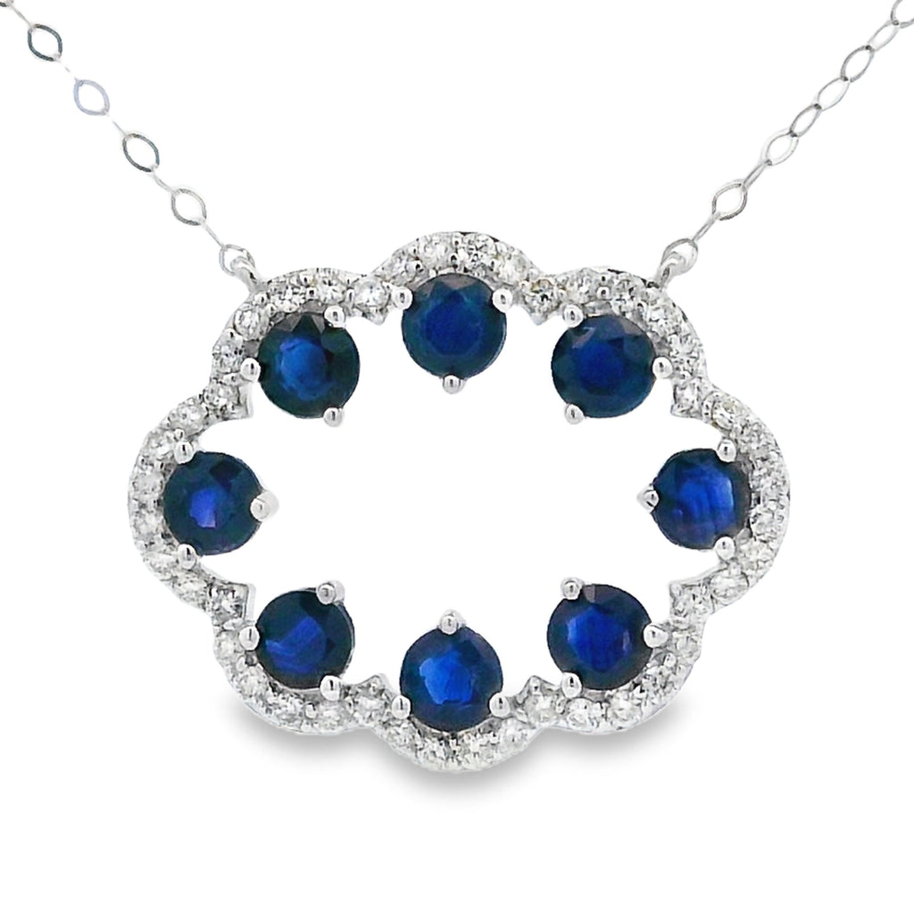 Sapphire Diamond Fashion Pendants 14KT White Gold