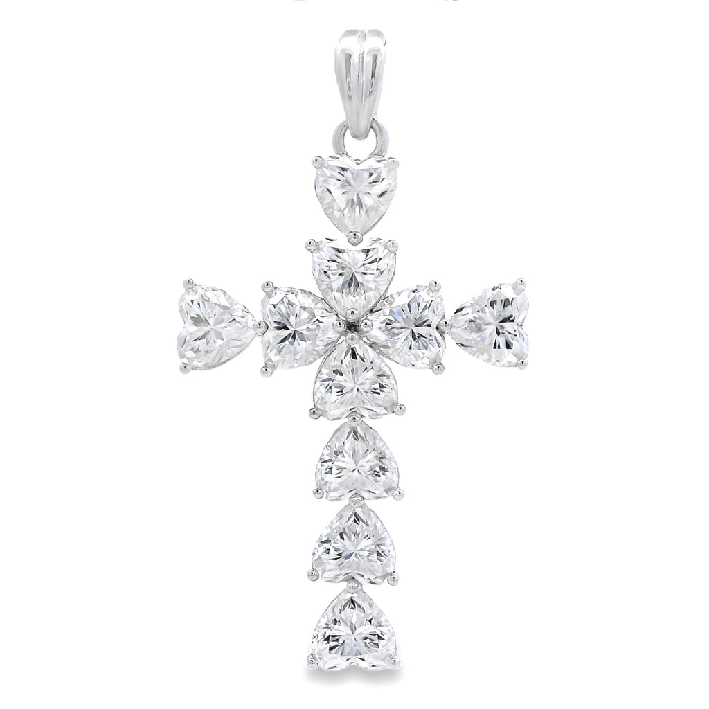 Moissanite Cross Religious Pendant Sterling Silver