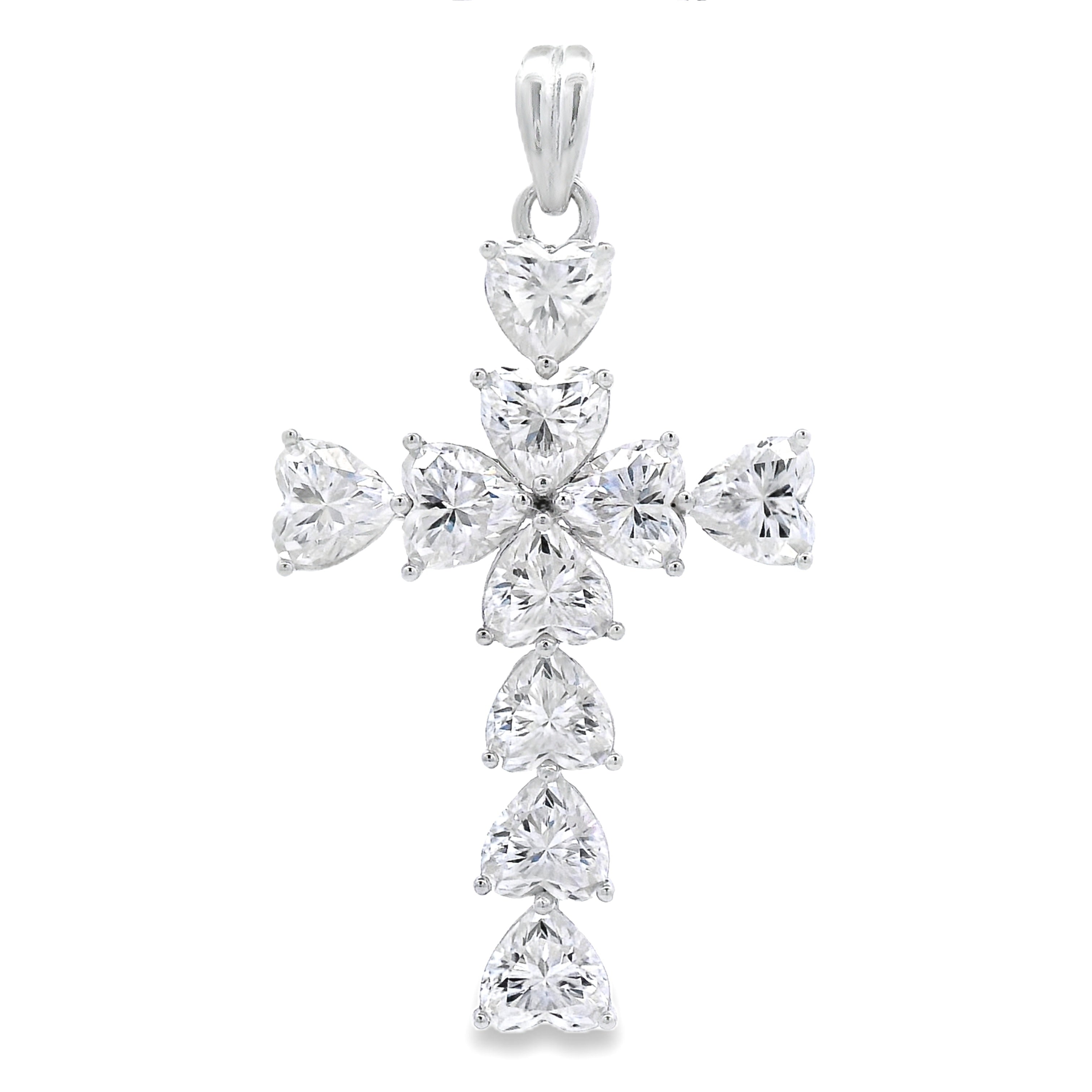 Moissanite Cross Religious Pendant Sterling Silver