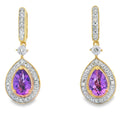 .88ct Amethyst Diamond Dangle Earrings 10KT Yellow Gold