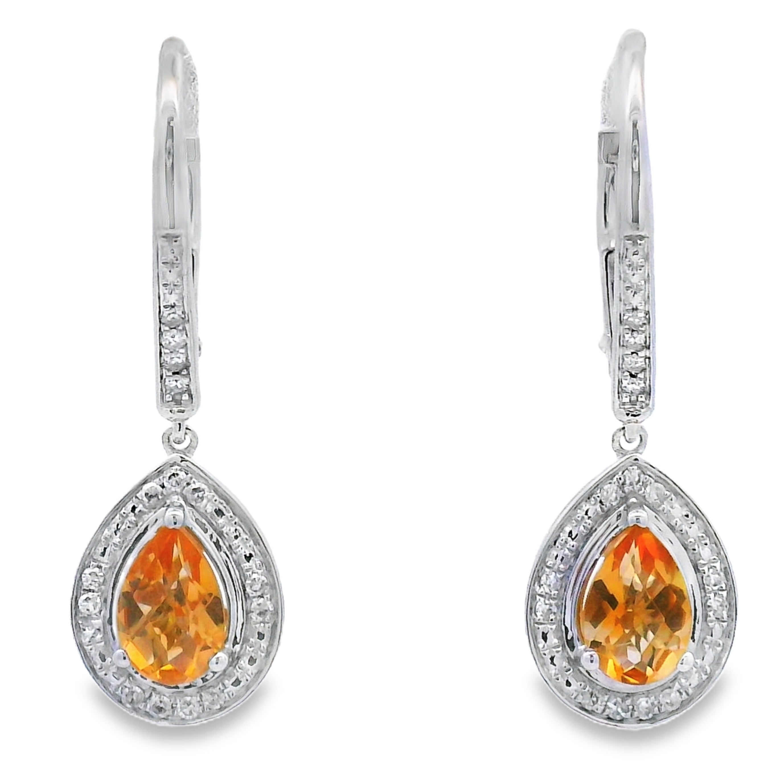 .88ct Amethyst Diamond Dangle Earrings 10KT White Gold