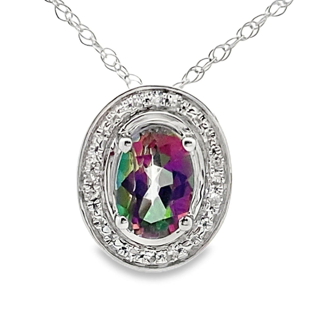 Mystic Fire Topaz Fashion Pendants 10KT White Gold