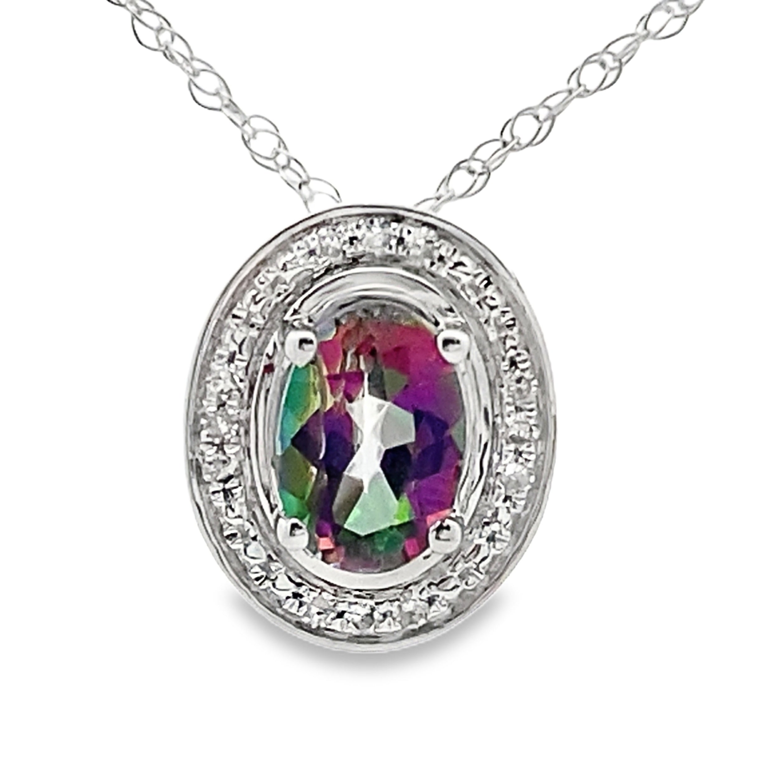 Mystic Fire Topaz Fashion Pendants 10KT White Gold