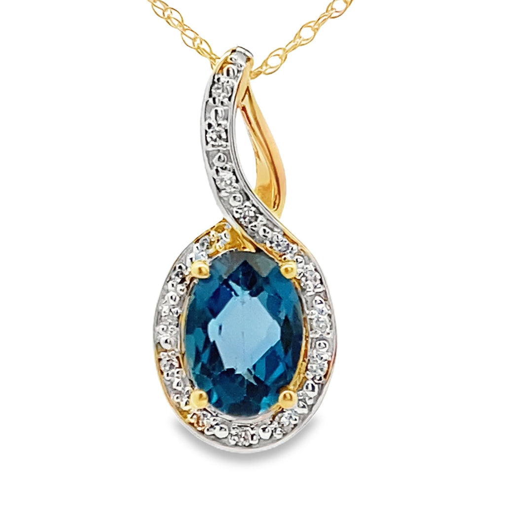 London Blue Topaz Fashion Pendants 10KT Yellow Gold