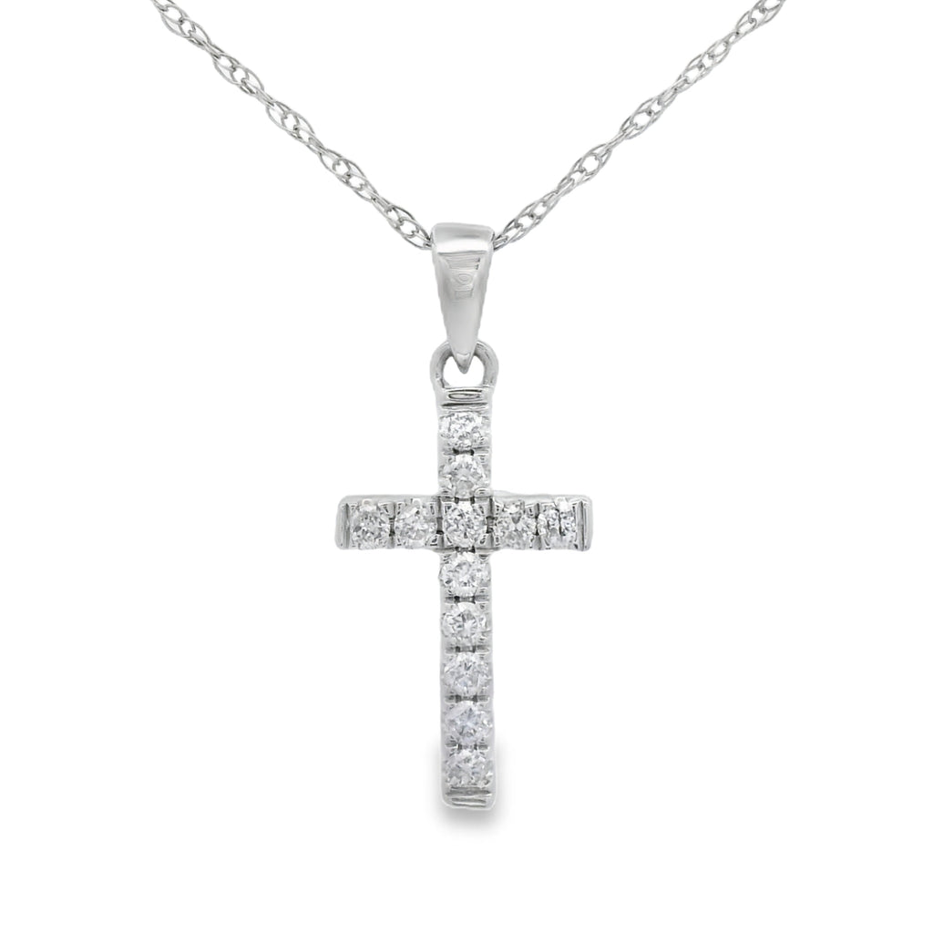 .11ct Diamond Cross Religious Pendant 14KT White Gold
