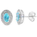 .62ct Blue Topaz Diamond Earrings 10KT White Gold