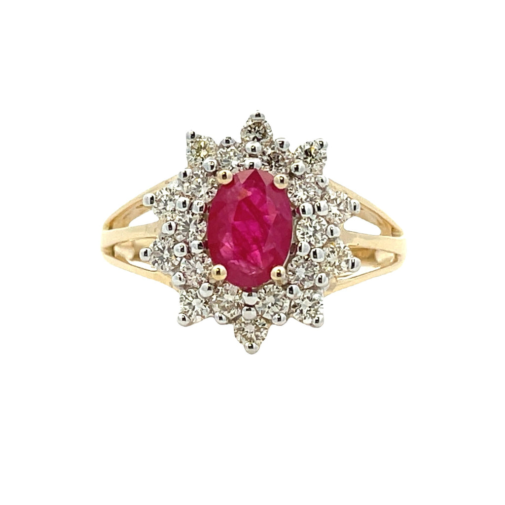 1.65ct Ruby Diamond Ring 14KT Yellow Gold