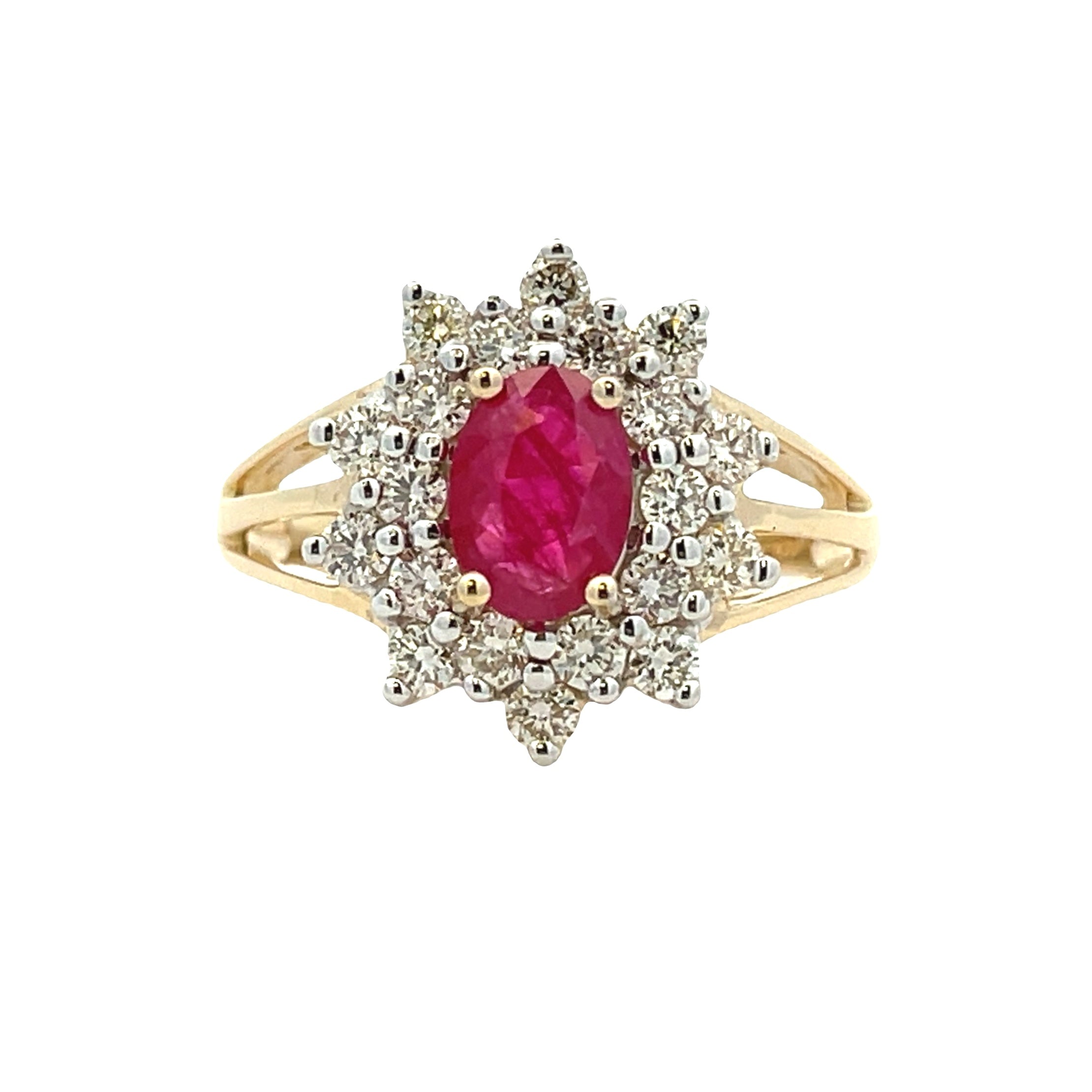 1.65ct Ruby Diamond Ring 14KT Yellow Gold