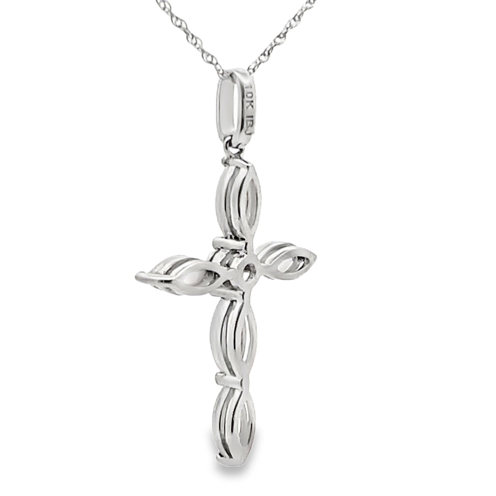 Opal Diamond Cross Religious Pendant 10KT White Gold