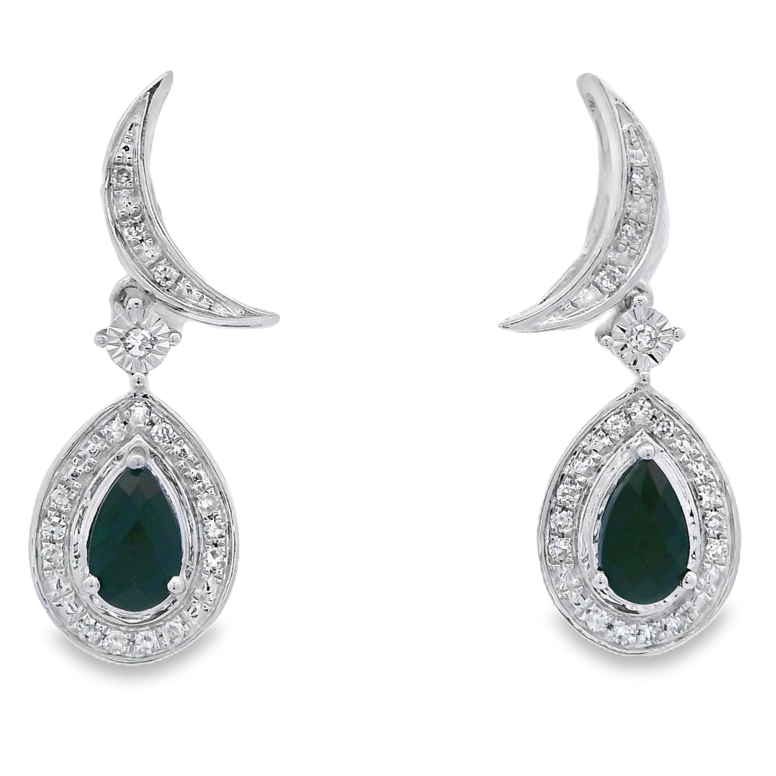 .55ct Onyx Diamond Dangle Earrings 10KT White Gold