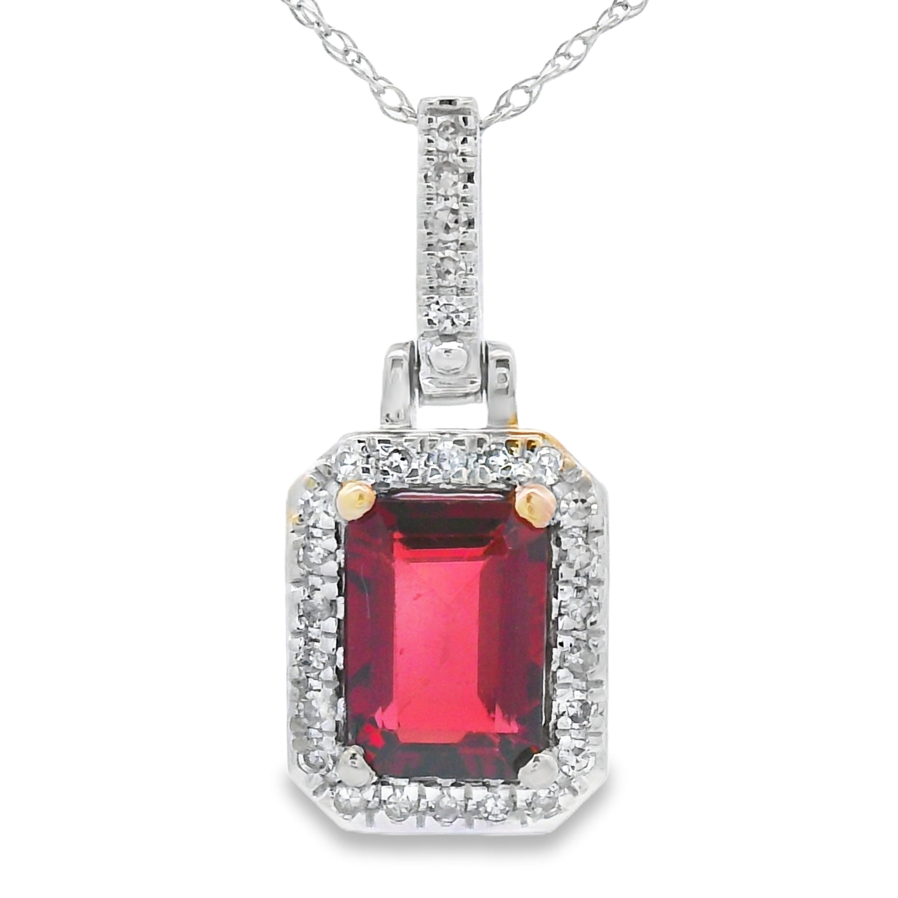 1.31ct Garnet Diamond Fashion Pendants 10KT White Gold