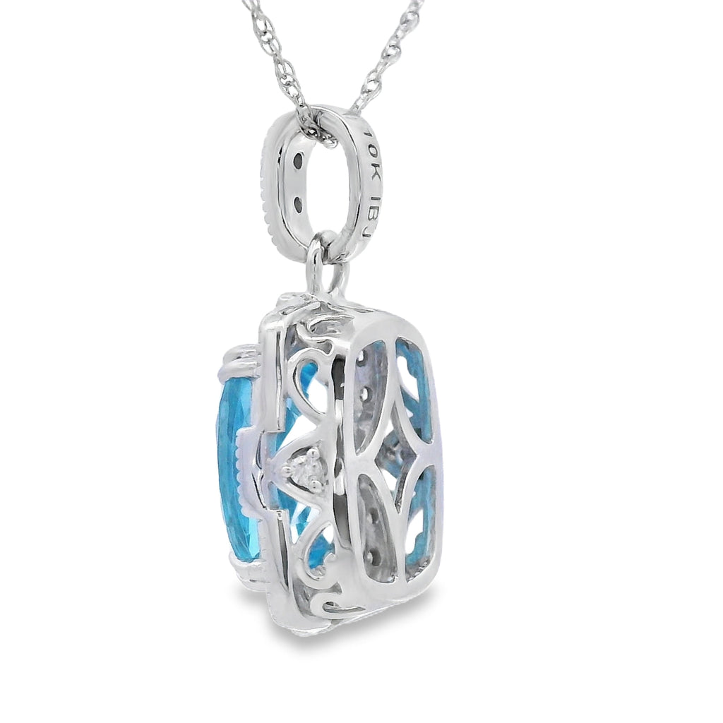 Blue Topaz Diamond Fashion Pendants 10KT White Gold