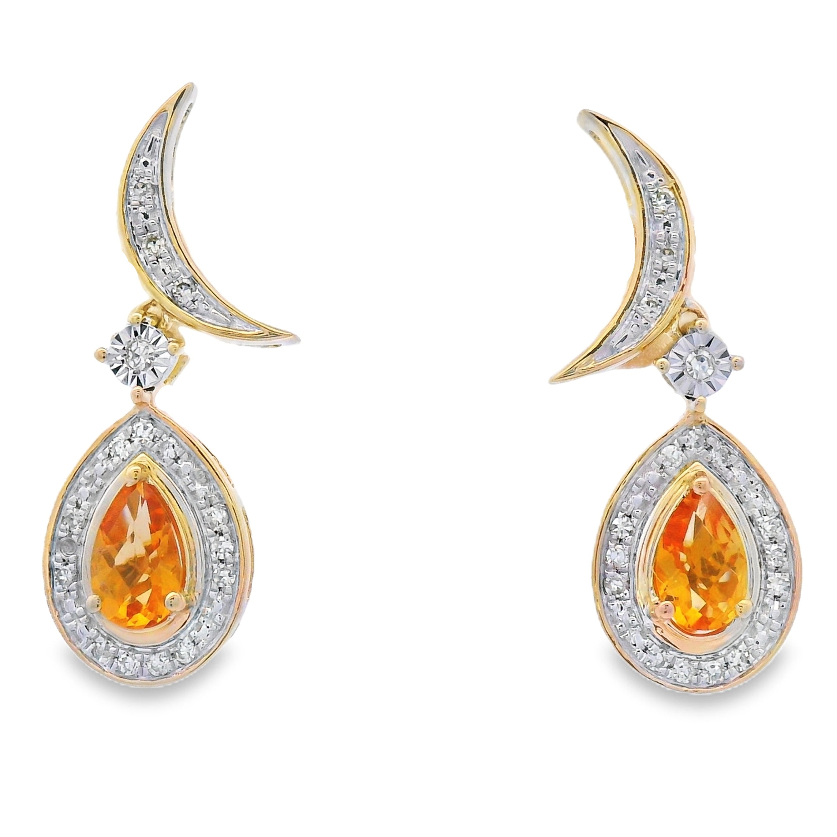 .48ct Citrine Diamond Dangle Earrings 10KT Yellow Gold