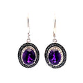 .38ct Amethyst Diamond Dangle Earrings Sterling Silver
