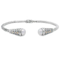 Pearl Bangle Bracelet Sterling Silver 18KT Gold