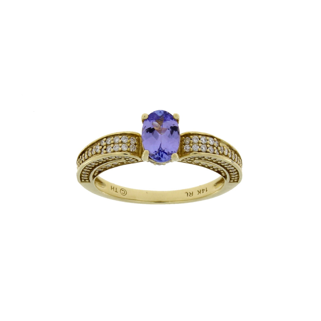 1.45ct Tanzanite Diamond Eng Only 14KT Yellow Gold