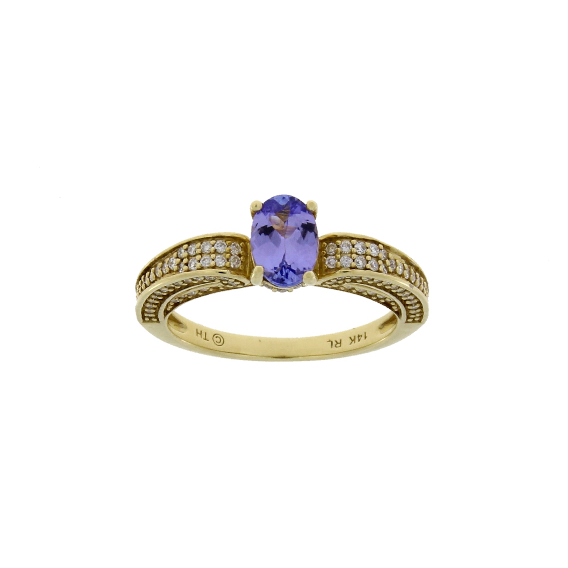 1.45ct Tanzanite Diamond Eng Only 14KT Yellow Gold