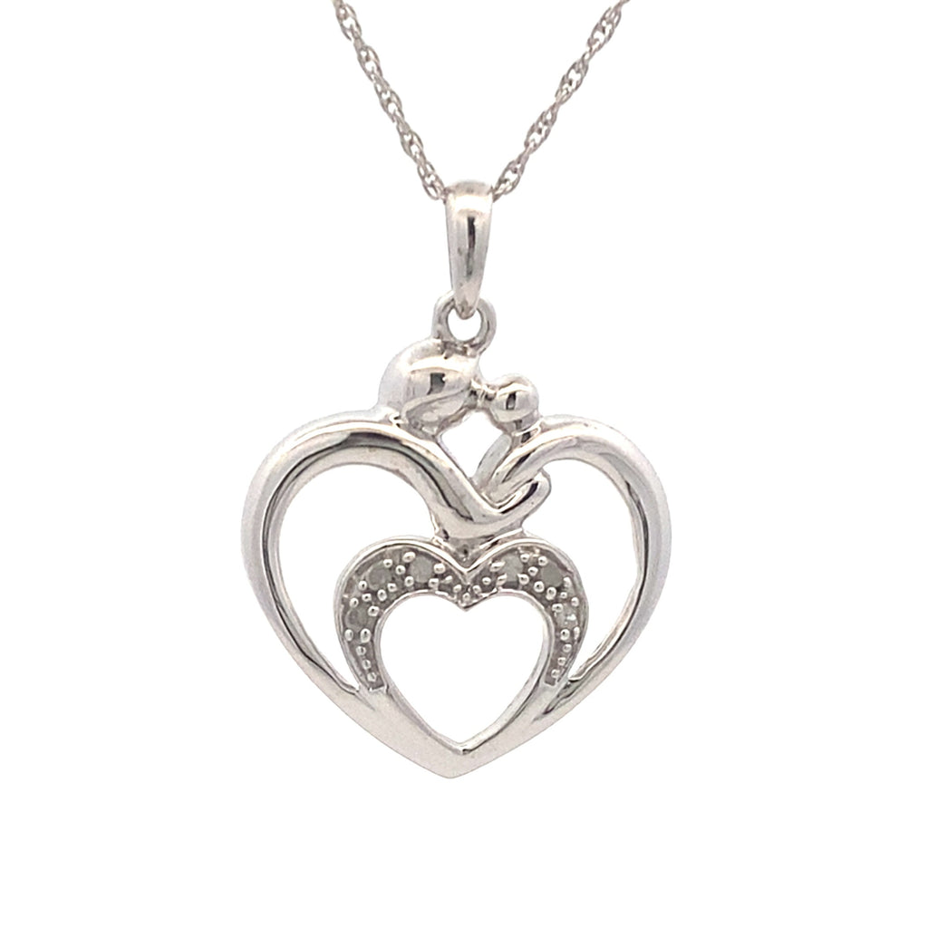 .10ct Diamond Heart Love Pendant Sterling Silver