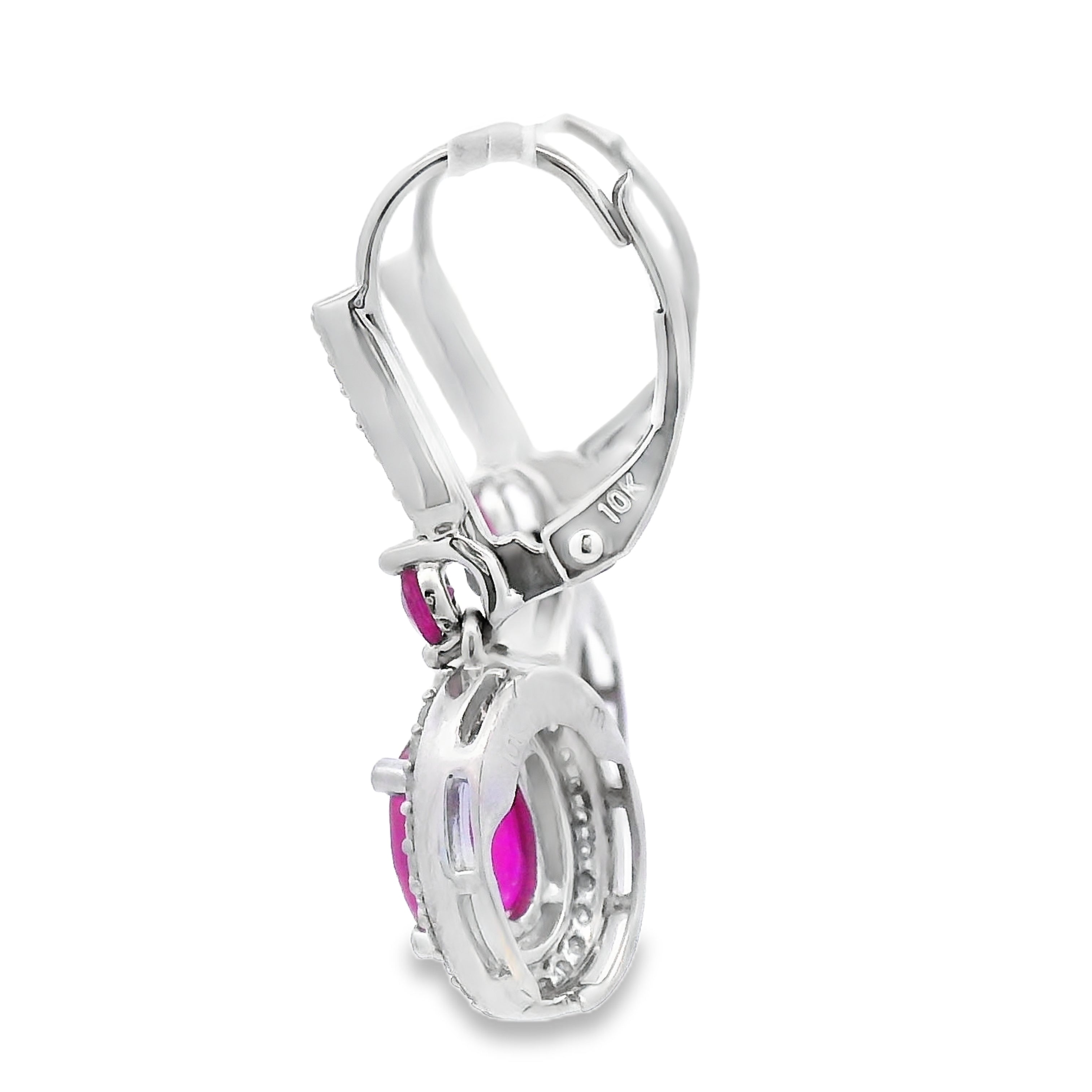 3.50ct Ruby Diamond Dangle Earrings 10KT White Gold