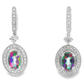 Mystic Fire Topaz Dangle Earrings 10KT White Gold