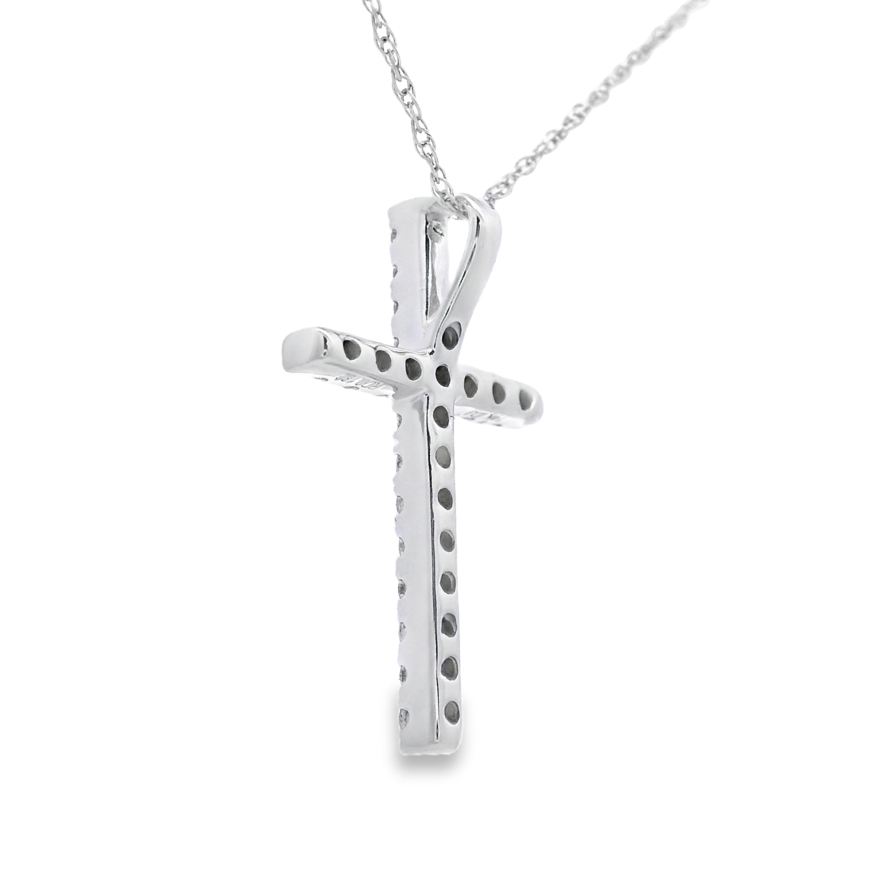 .19ct Diamond Cross Religious Pendant 14KT White Gold