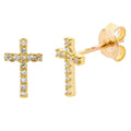 Genuine .10ct Diamond Cross Earrings 10KT Yellow Gold