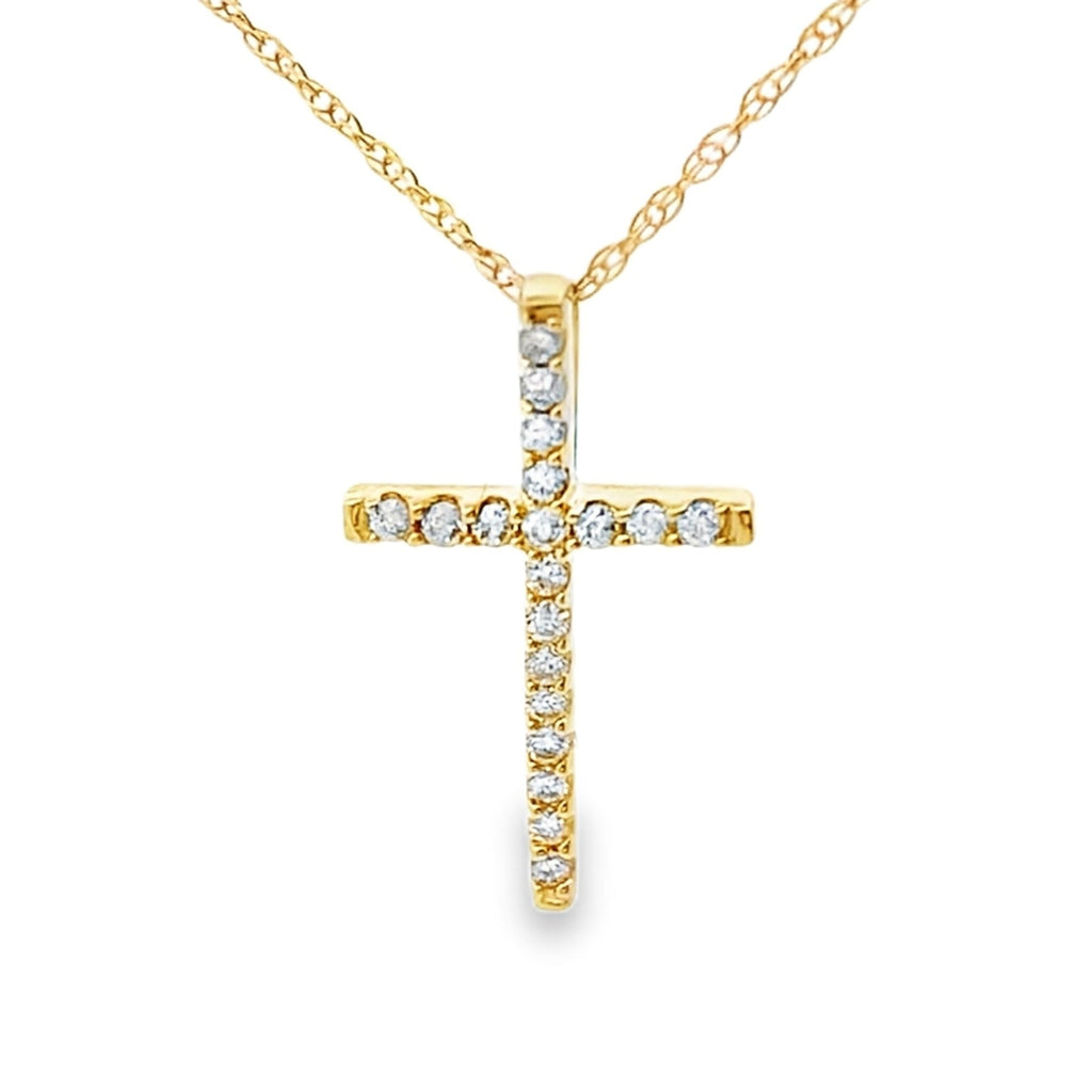 .10ct Diamond Cross Religious Pendant 14KT Yellow Gold