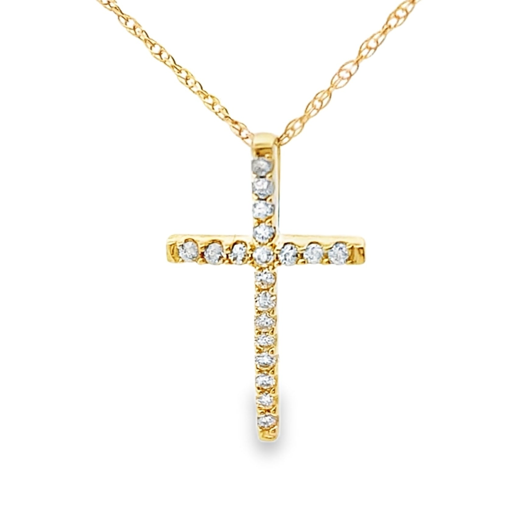 .10ct Diamond Cross Religious Pendant 14KT Yellow Gold