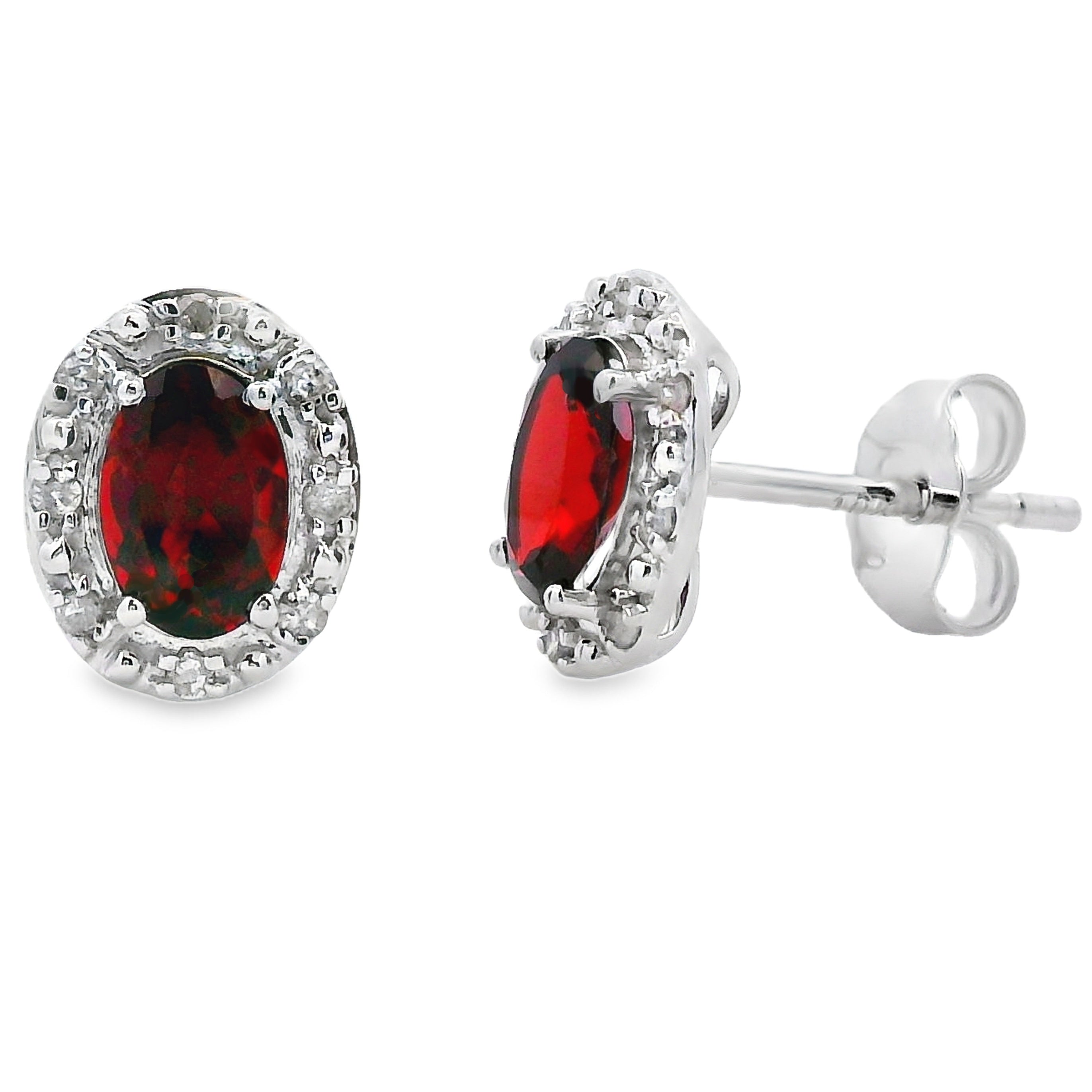 1.18ct Garnet Diamond Earrings 10KT White Gold