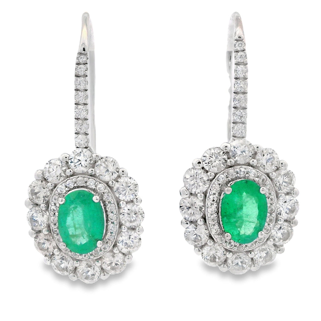 5.28ct Emerald Zircon Dangle Earrings Sterling Silver