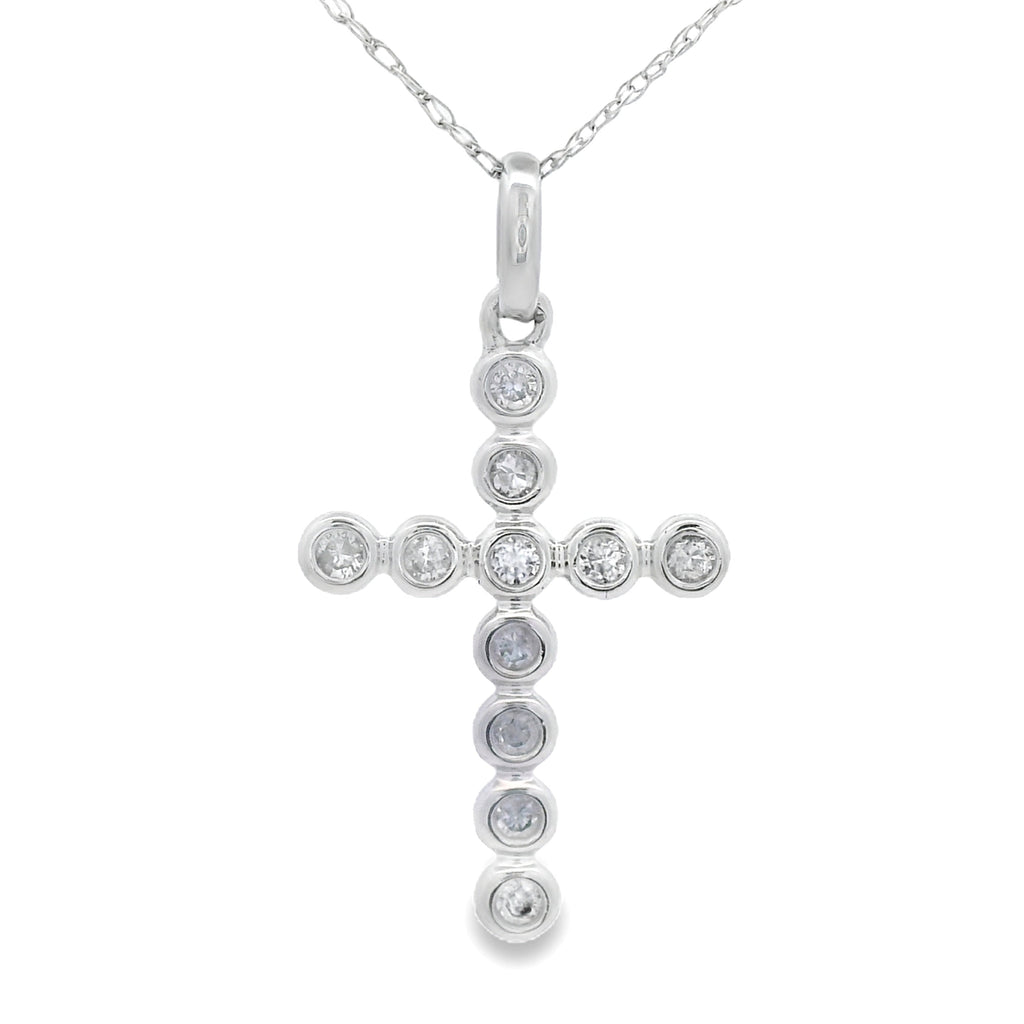 .12ct Diamond Cross Religious Pendant 14KT White Gold
