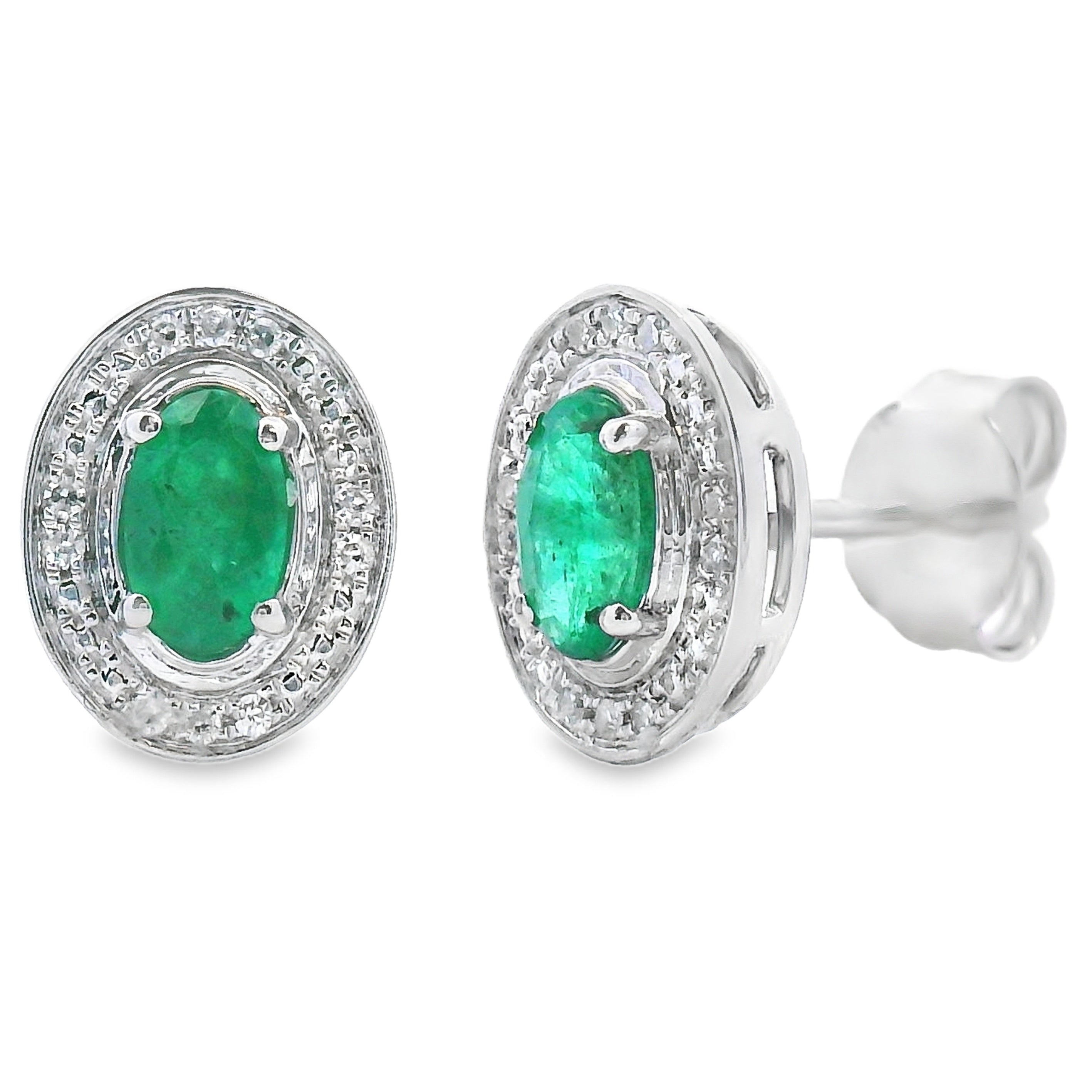 .38ct Emerald Diamond Earrings 10KT White Gold