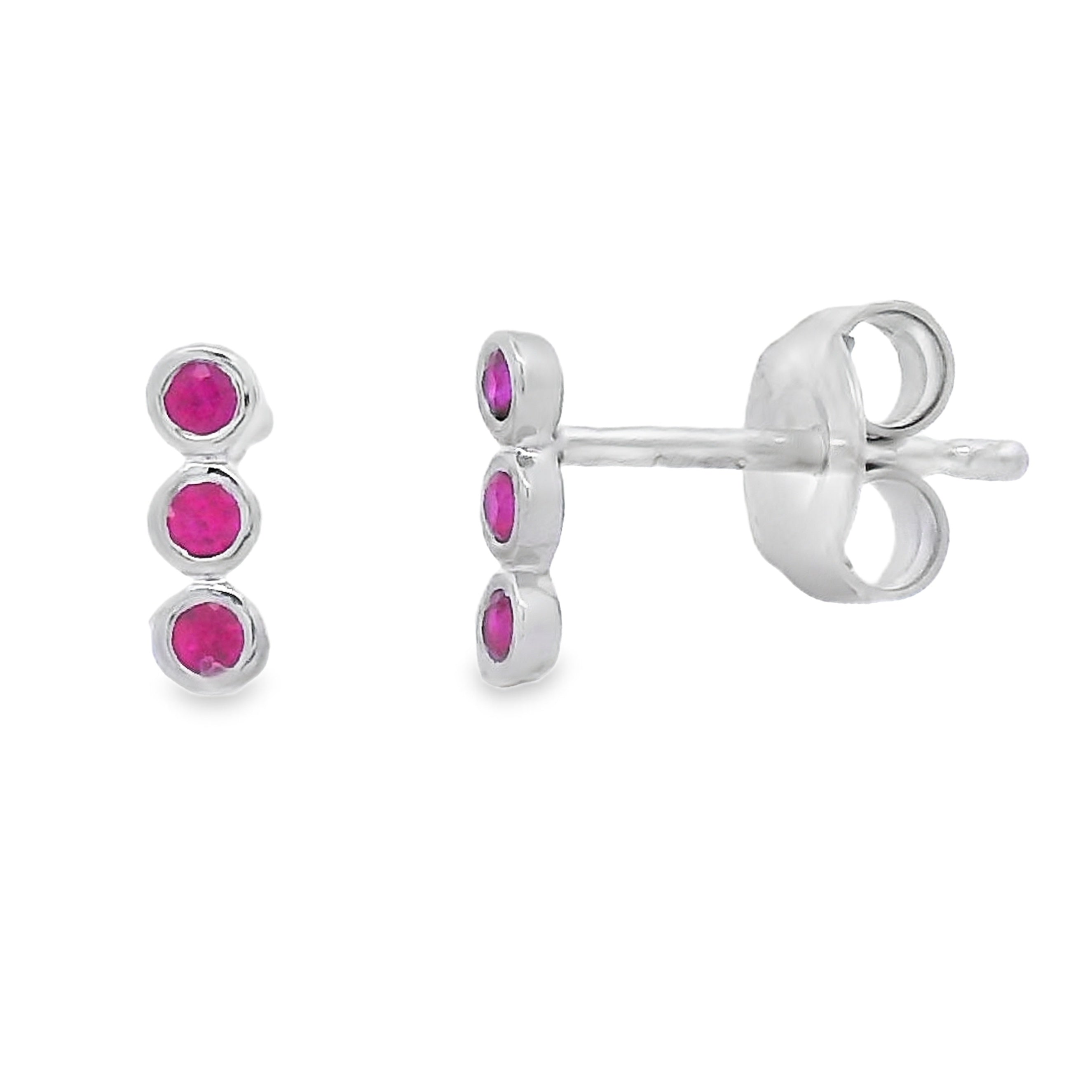Genuine .11ct Ruby Earrings 14KT White Gold