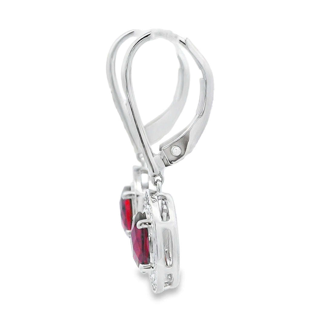 1.41ct Garnet Diamond Dangle Earrings 10KT White Gold