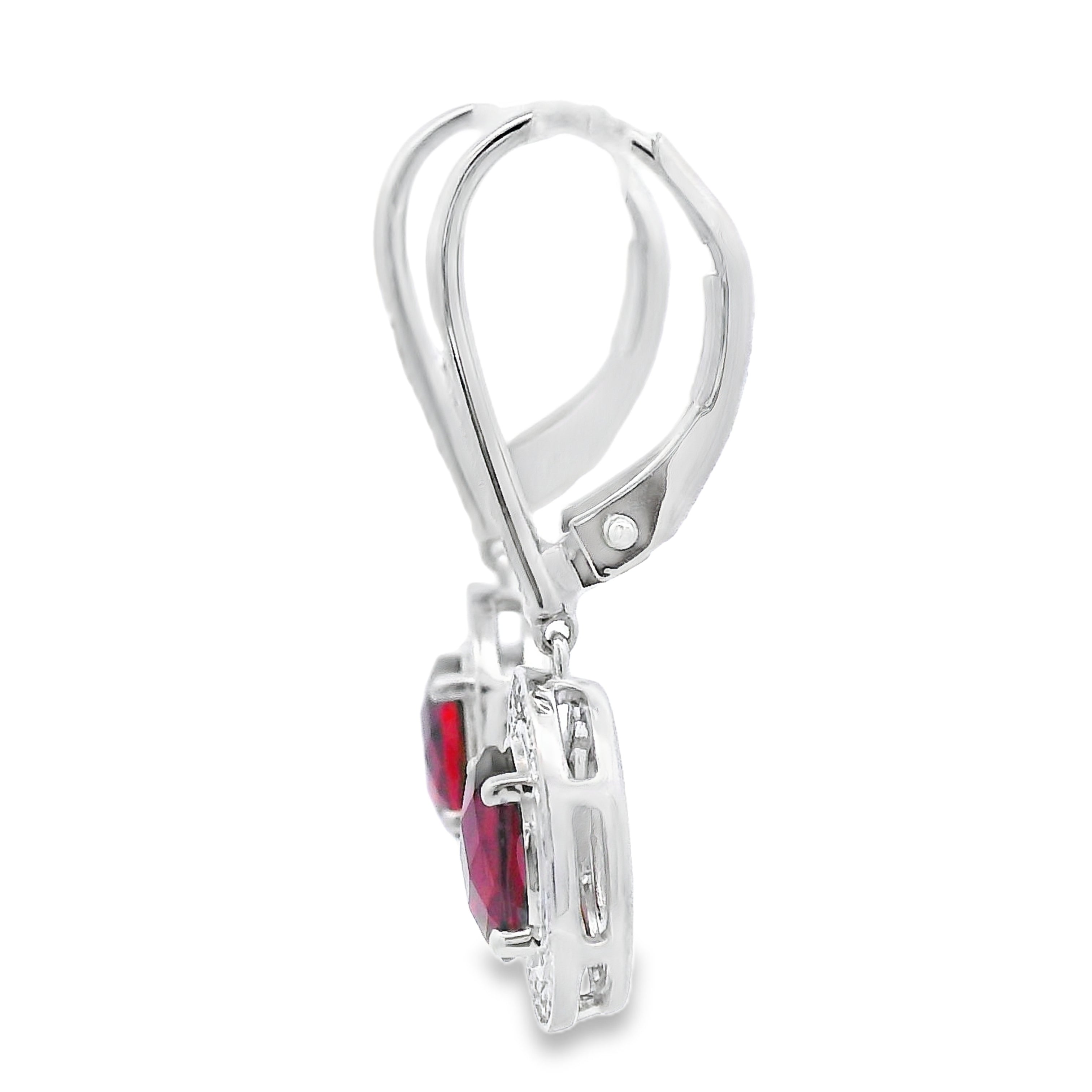 1.41ct Garnet Diamond Dangle Earrings 10KT White Gold
