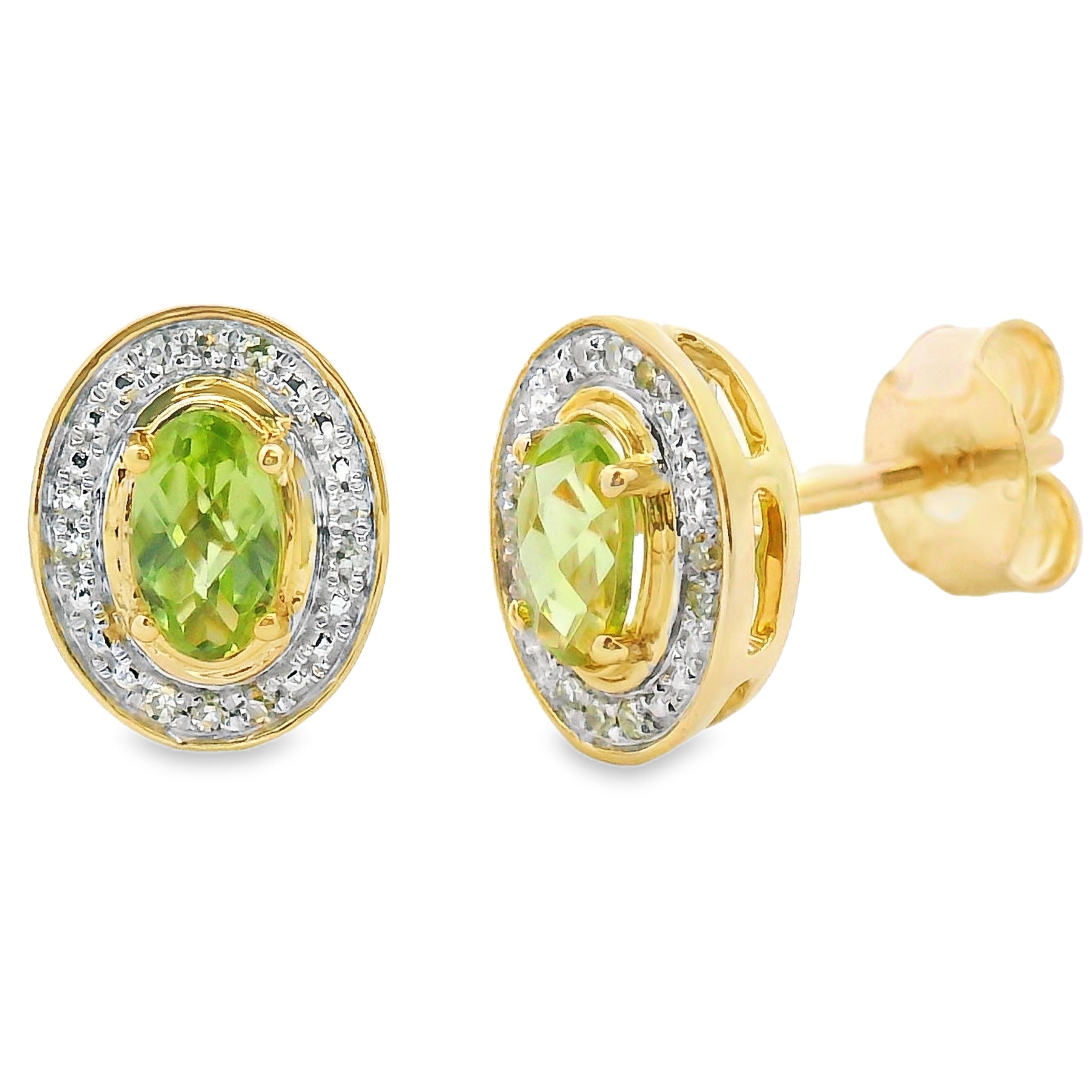.50ct Peridot Diamond Earrings 10KT Yellow Gold