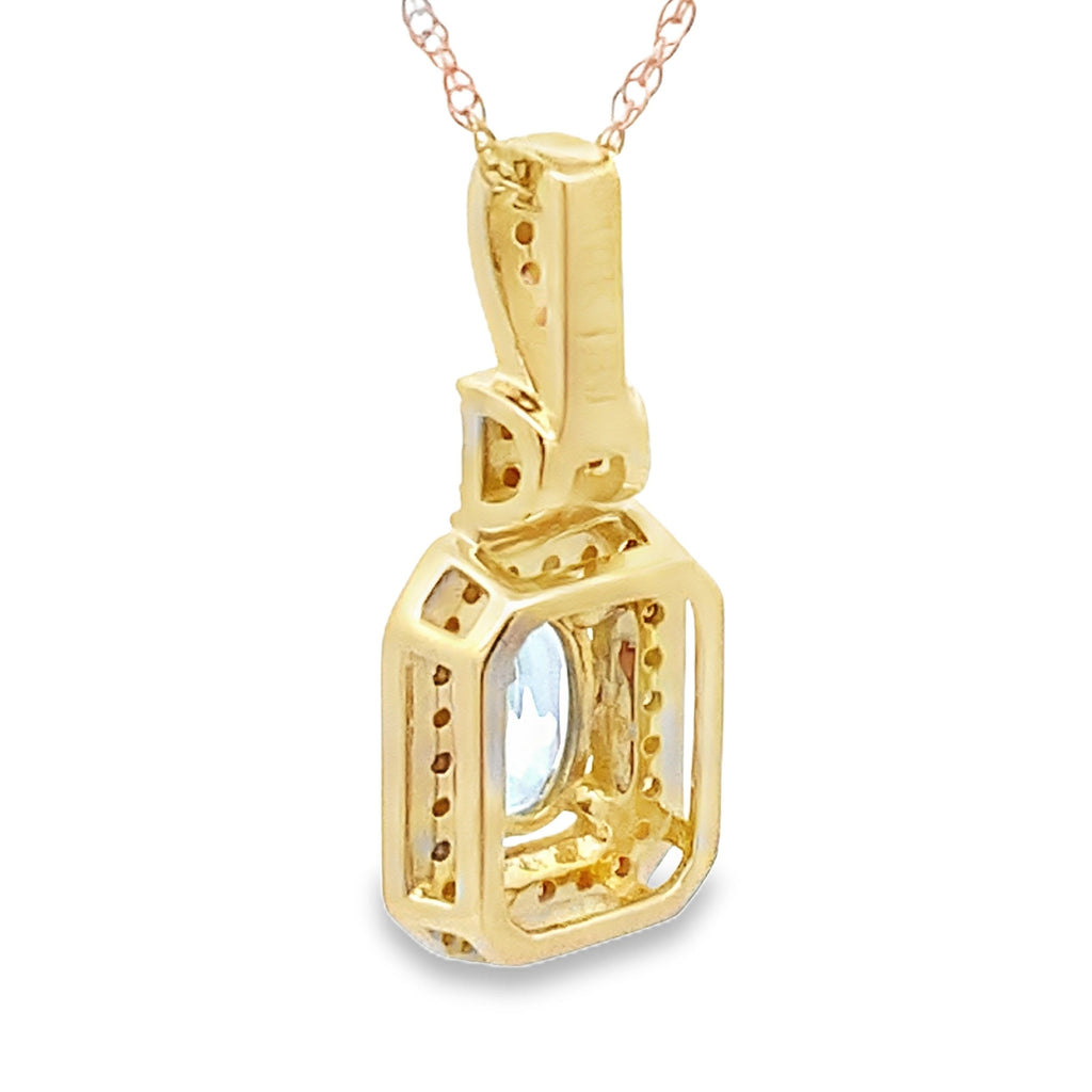 Aquamarine Diamond Fashion Pendants 10KT Yellow Gold
