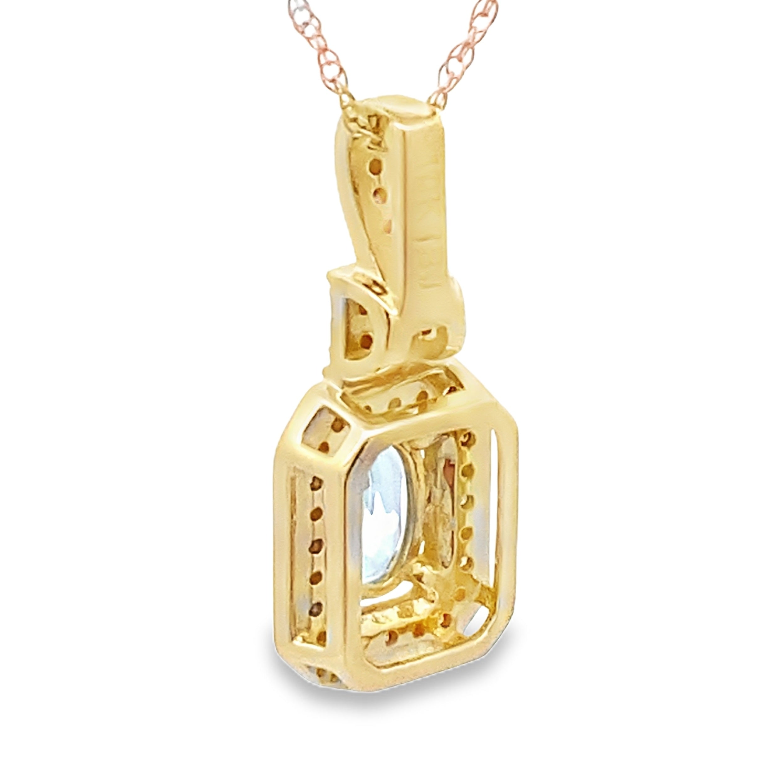 Aquamarine Diamond Fashion Pendants 10KT Yellow Gold