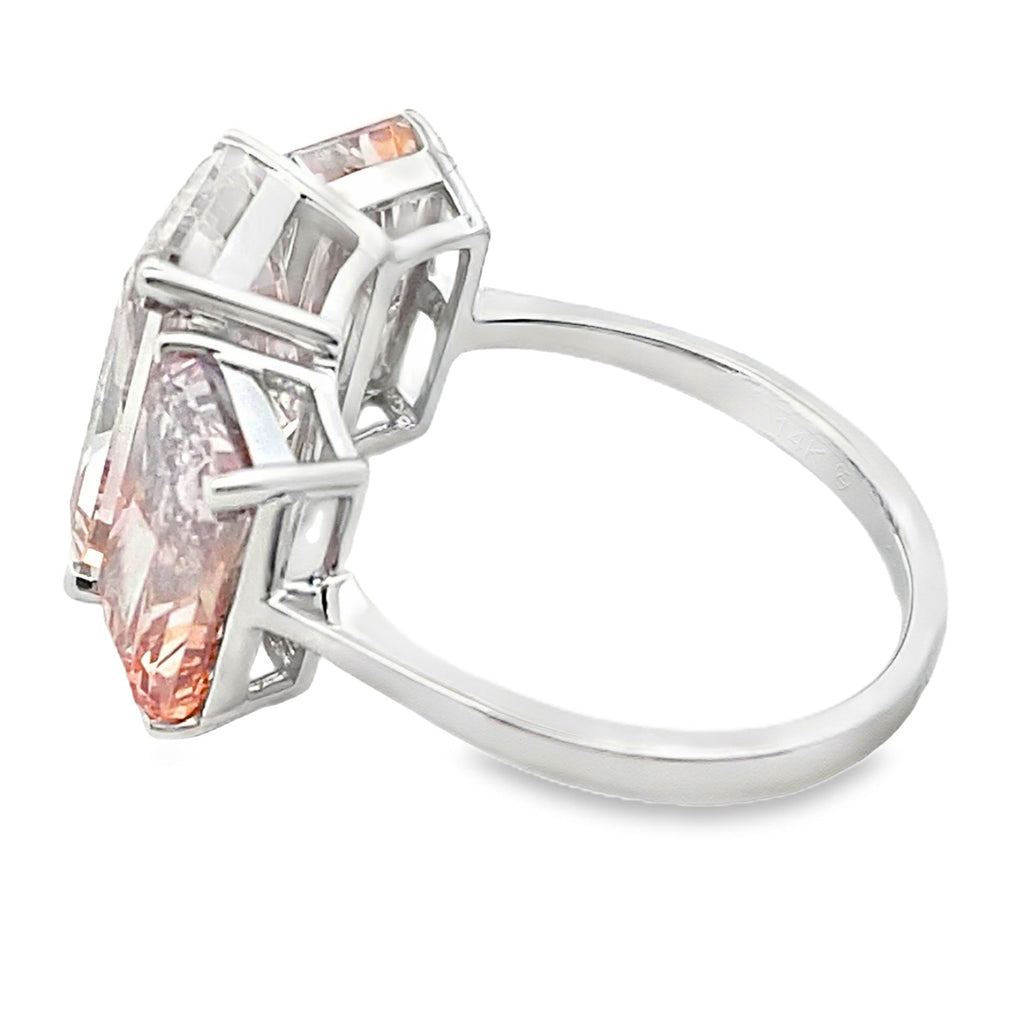 10.00ct Lab Grown Diamond 3 Stone Ring 14KT White Gold