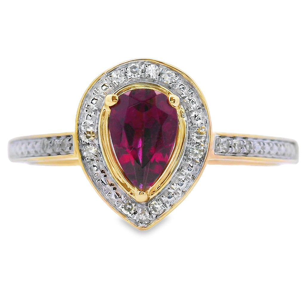 .56ct Garnet Diamond Ring 10KT Yellow Gold
