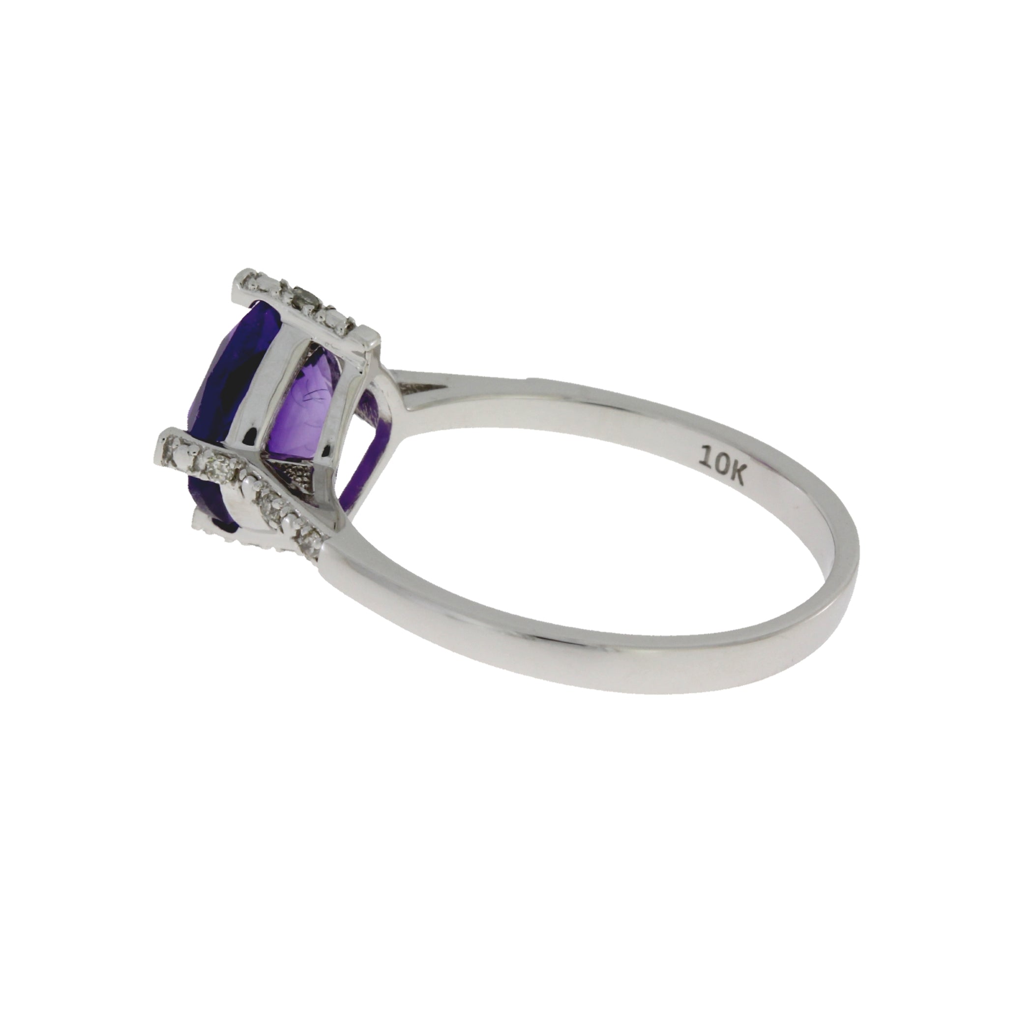 1.25ct Amethyst Diamond Ring 10KT White Gold