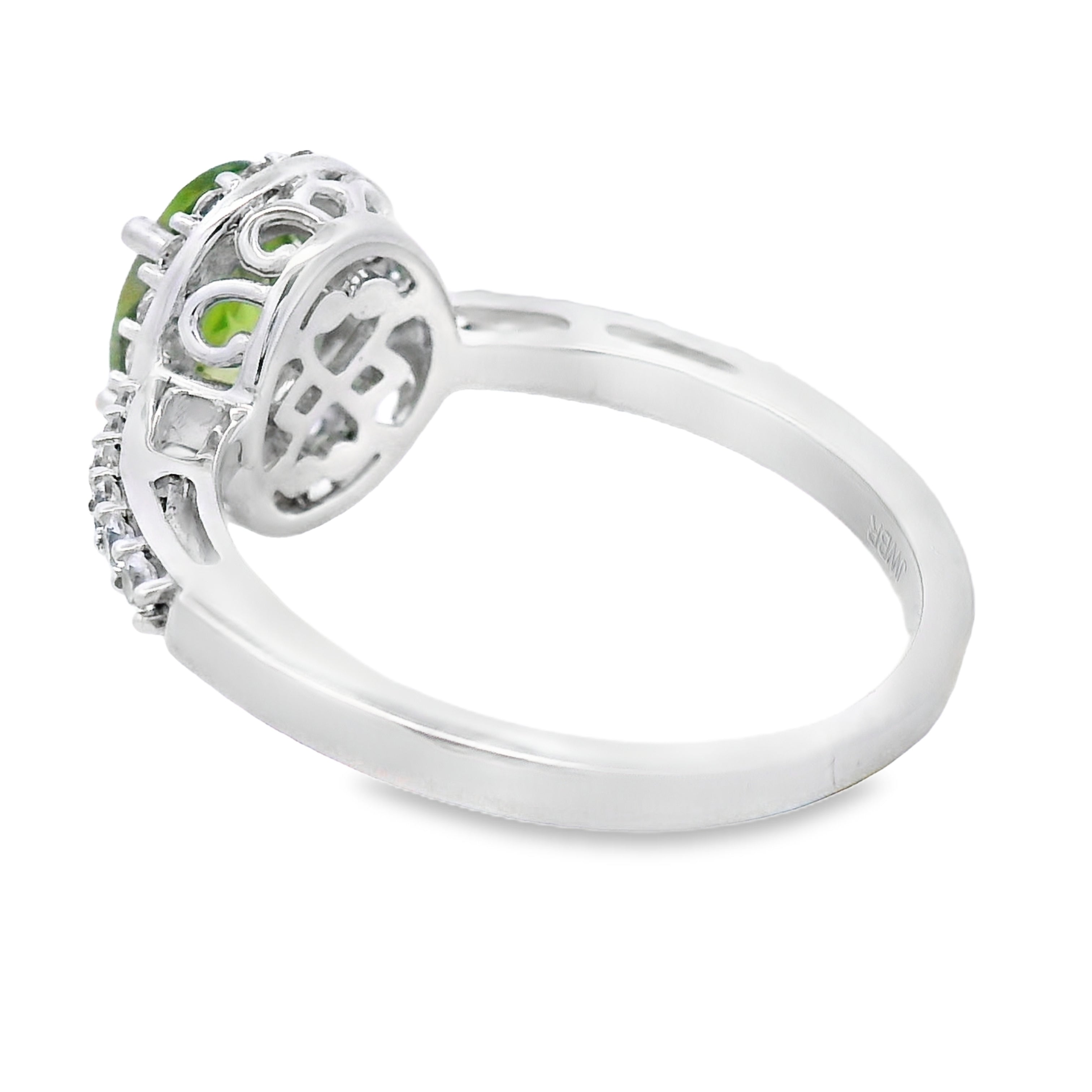 Peridot Created Sapphire Ring Sterling Silver