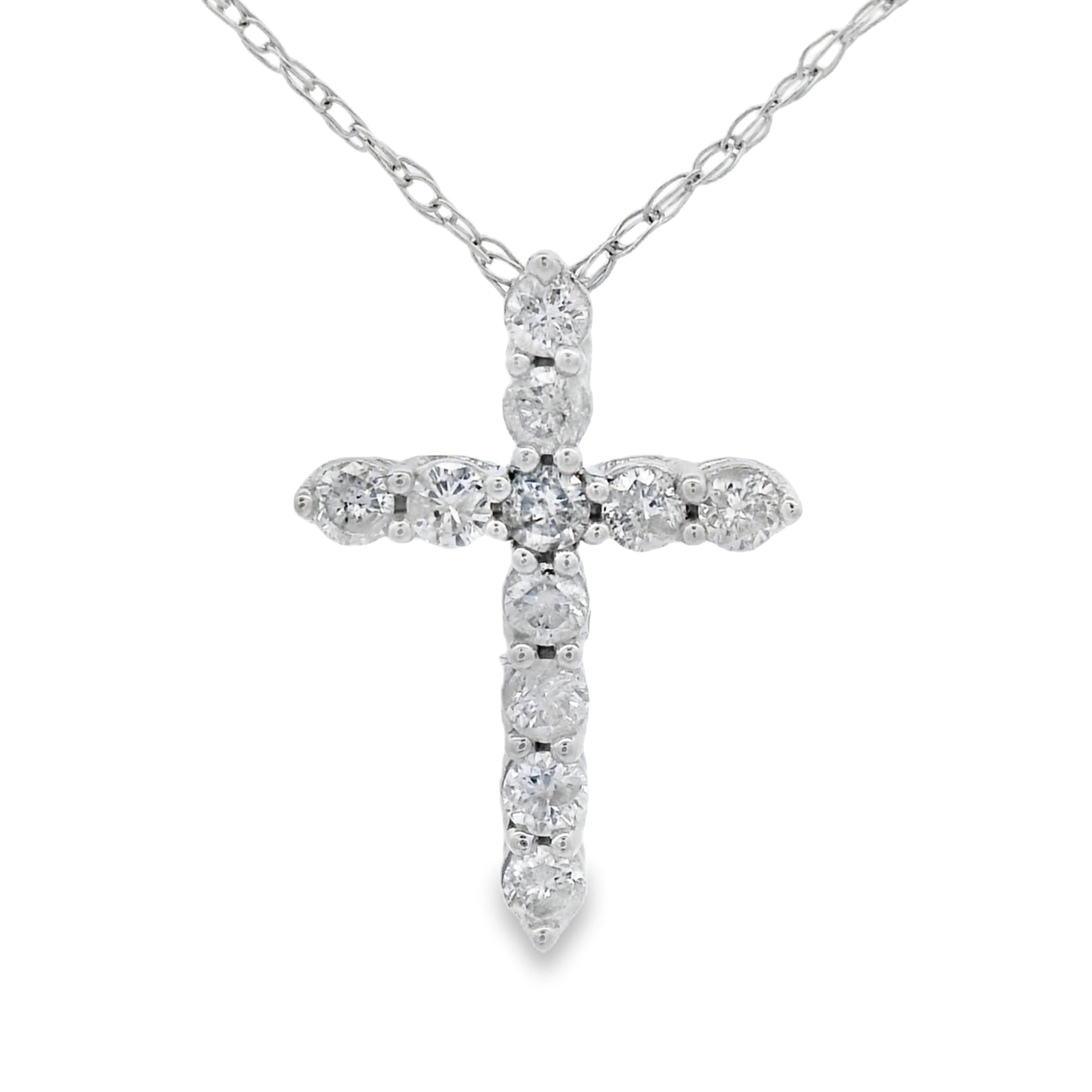 .19ct Diamond Cross Religious Pendant 14KT White Gold