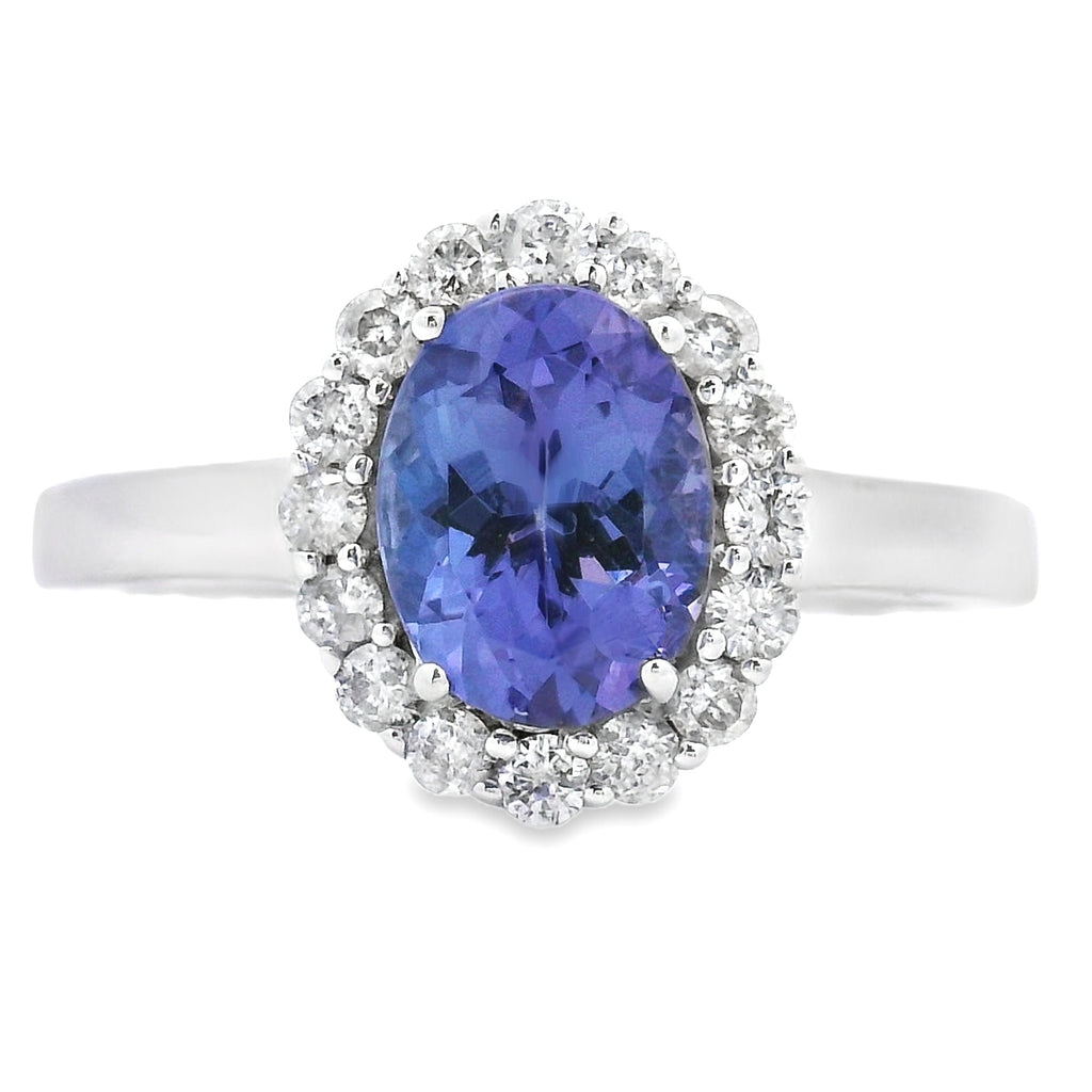 1.55ct Tanzanite Diamond Ring 14KT White Gold