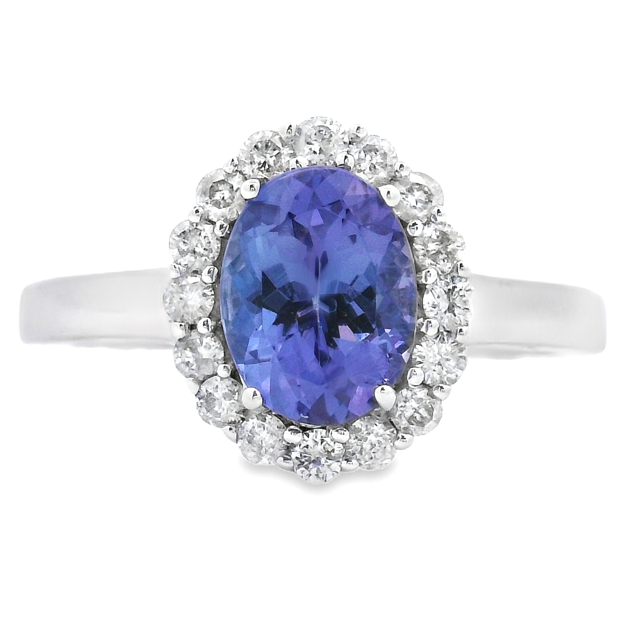 1.55ct Tanzanite Diamond Ring 14KT White Gold