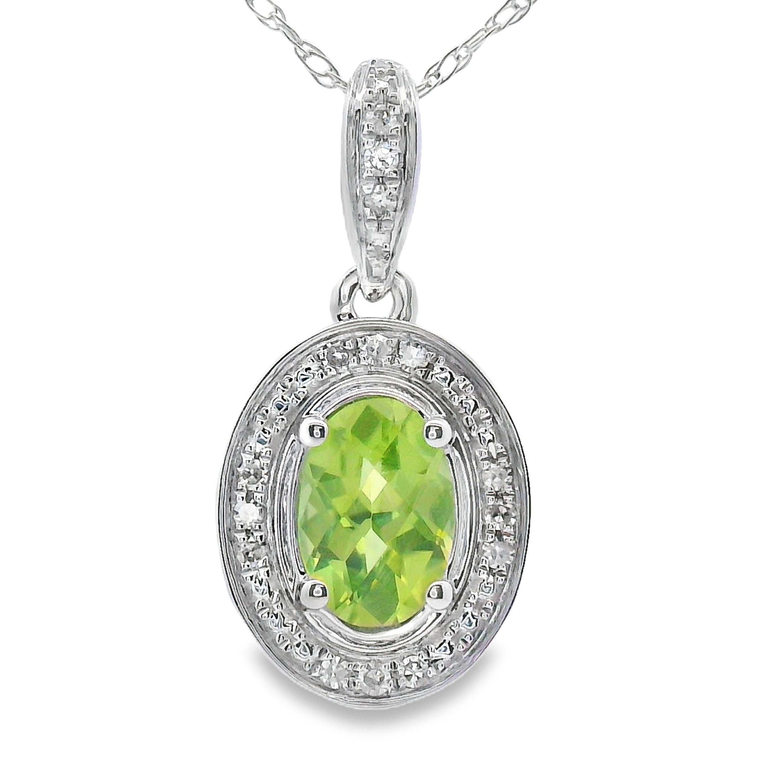 .50ct Peridot Diamond Fashion Pendants 10KT White Gold