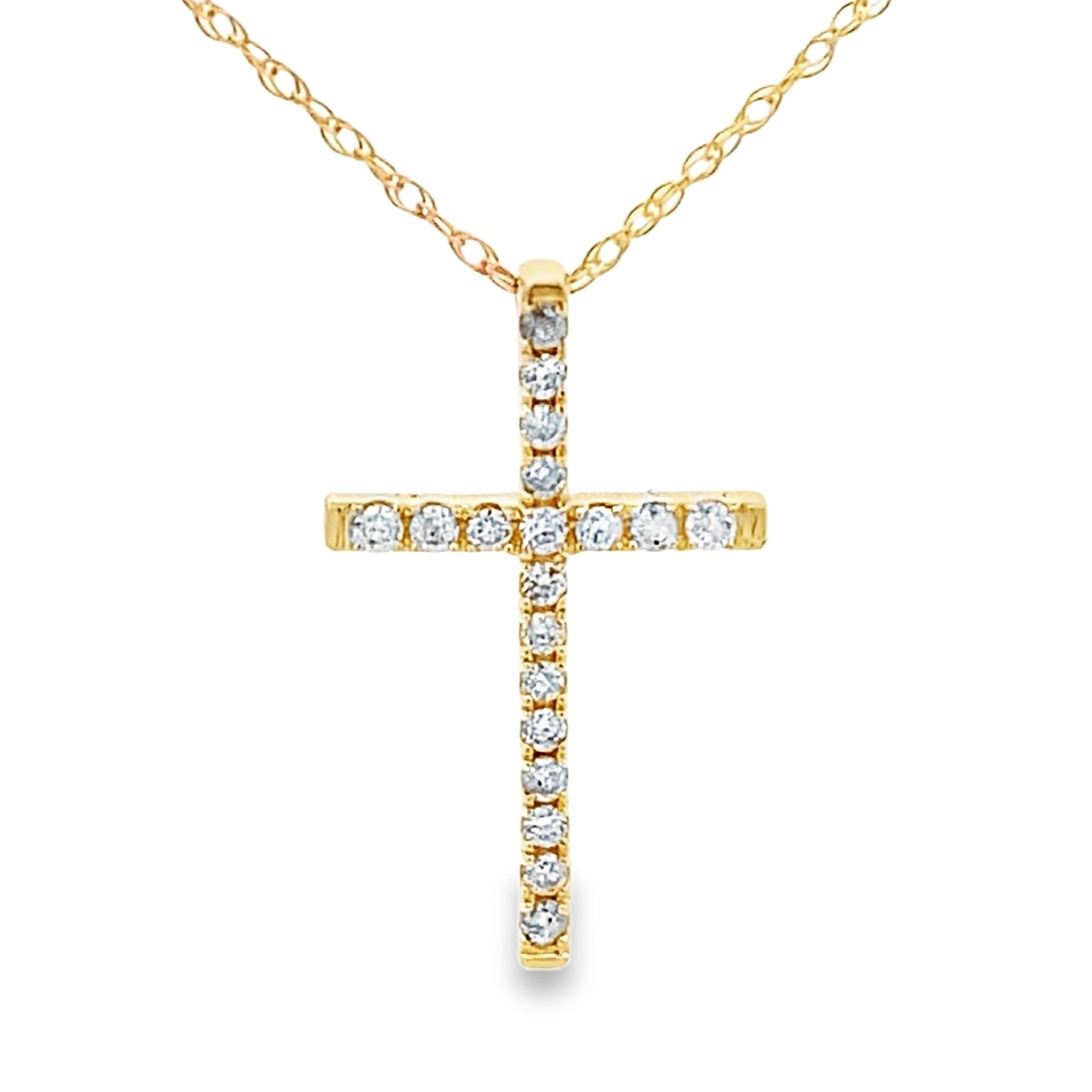 .11ct Diamond Cross Religious Pendant 14KT Yellow Gold